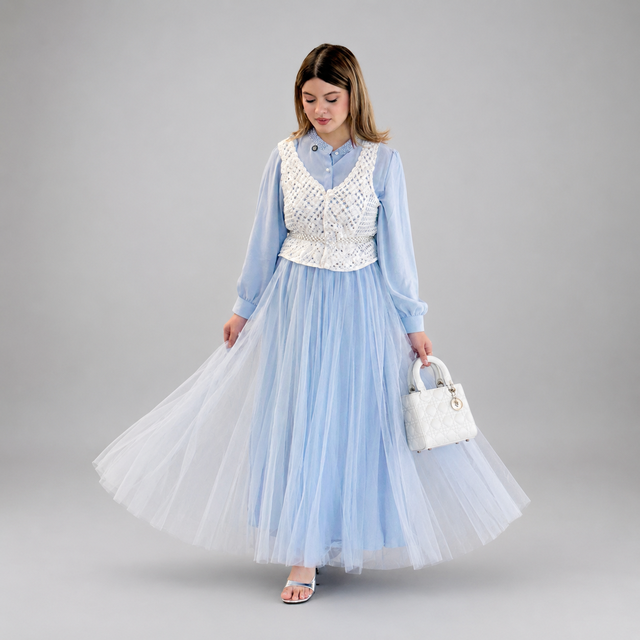 Thai Georgette Tulle Gown Set