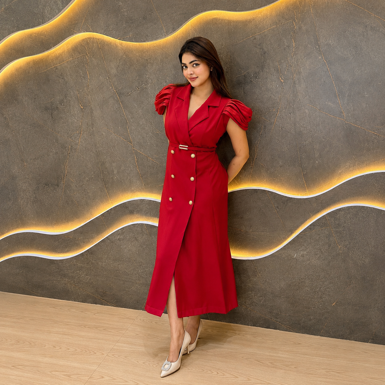 VERONA BELTED SATIN GOWN