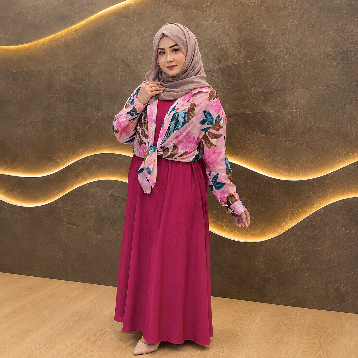 Two-Piece Soft Linen Gown Set 1027