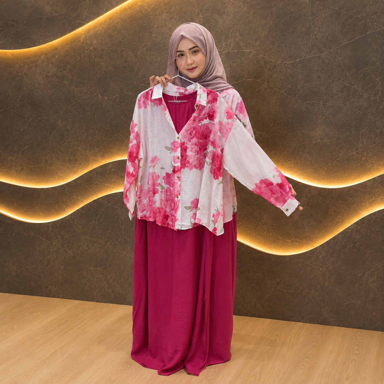 Two-Piece Soft Linen Gown Set 1028