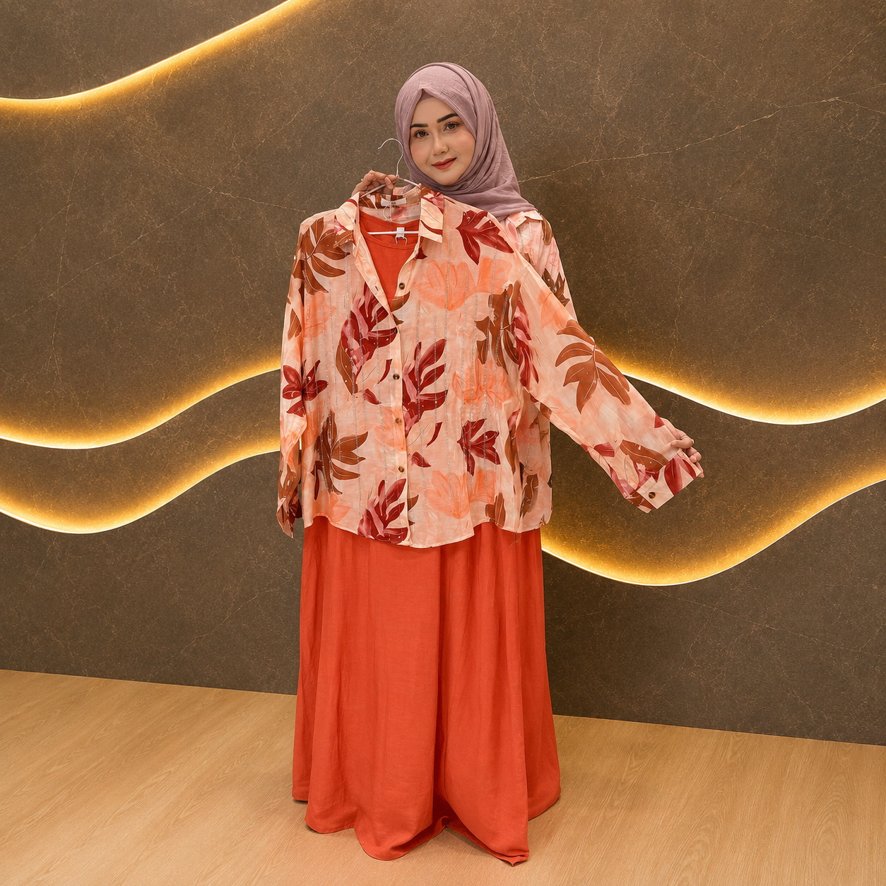 Two-Piece Soft Linen Gown Set 1029