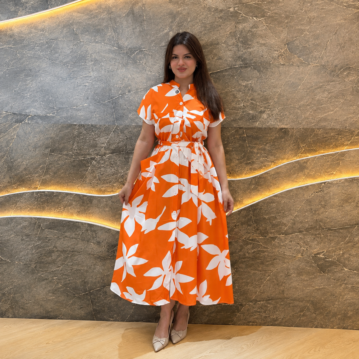 Button-down Midi Gown